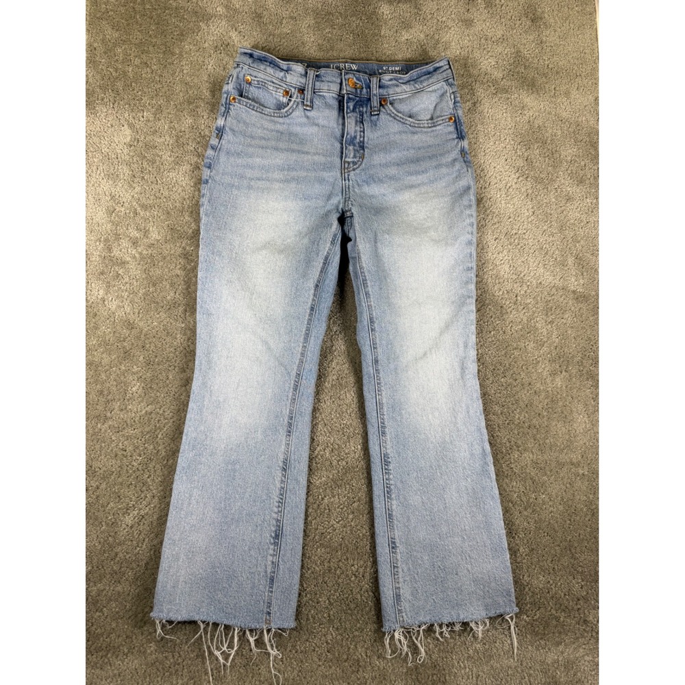 J.Crew 9 Demi Boot Crop Jeans Light Wash Raw Hem Size 27